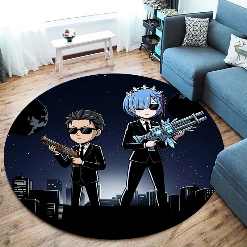 Re Zero Round Area Rug Carpet Rug For Living Room Bedroom Sofa Playroom Decor Nonslip Floor Mat