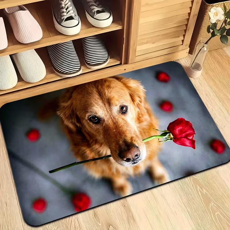 Peeking Grey Wolf Doormat Fierce Wild Canine Animal Print Non Slip Entry Floor Rug For Front Door Hallway