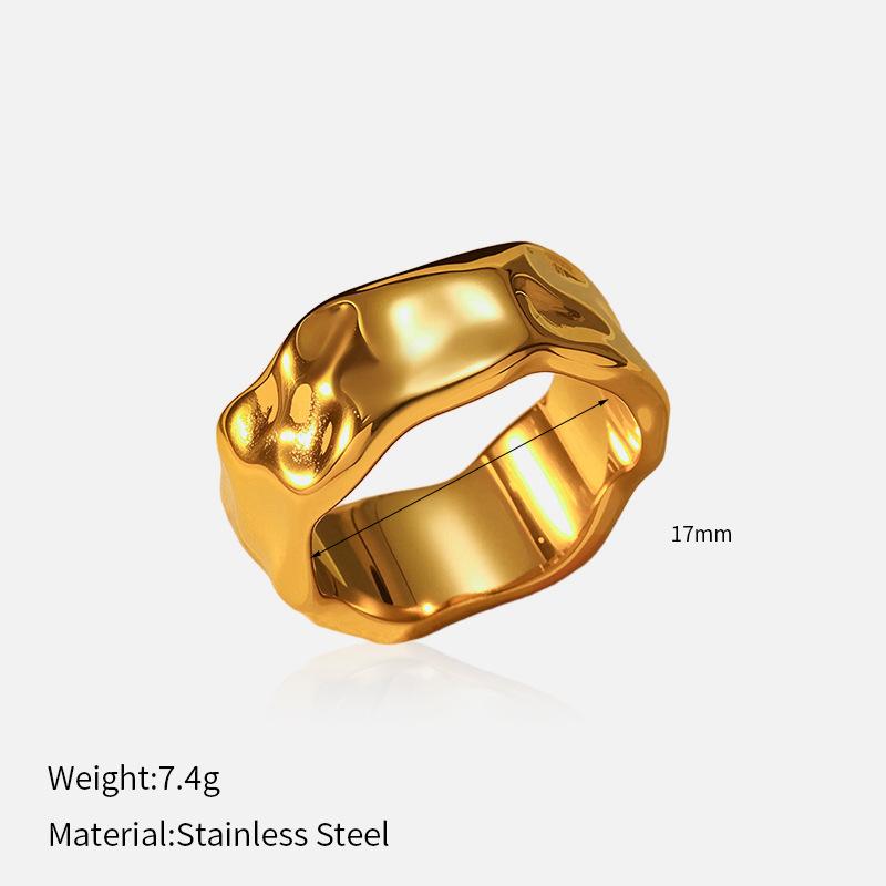 European and American retro niche ins stainless steel ring temperament light luxury embossing irregular closed titanium steel ring
