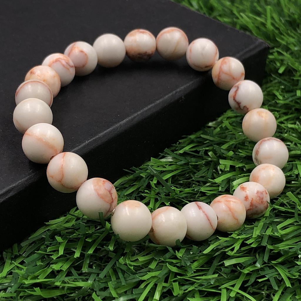 8mm Natural Red Web Jasper Gemstone Beads Bracelet 7.5" Handmade Stretch Bracelet Birthday Gift Gift For Men/Women RBB-2