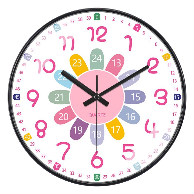 New Early Education Wall Clock For Living Room Home Bedroom Children's Room Non Ticking Silent Non Ticking Wall Hanging Clock
