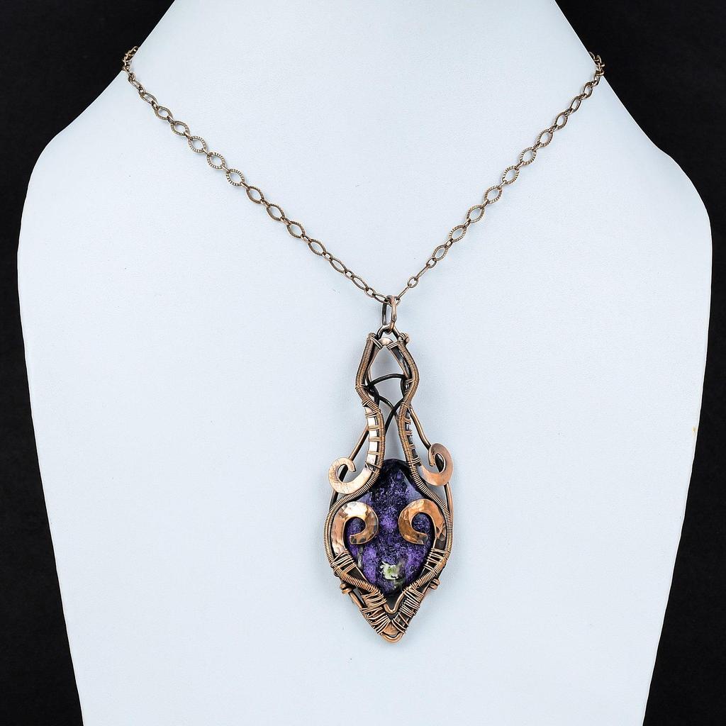 Purpurite Pendant Copper Wire Wrapped Pendant Handmade Jewelry Natural Gemstone Pendant Ethnic Pendant Gift For Her Beautiful Copper Jewelry