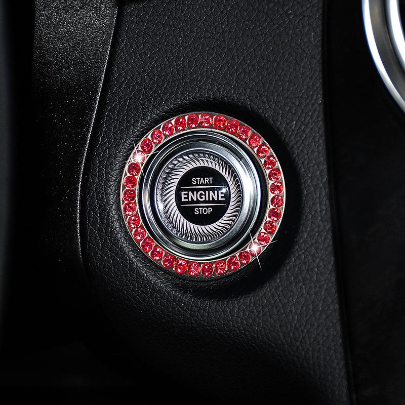 Fashionable Rhinestone Ignition Switch Decorative Ring for Women
