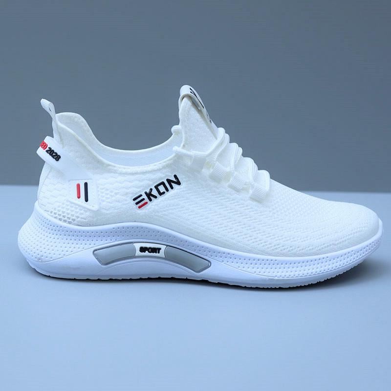 2025 Men's Breathable Trendy Mesh Running Sneakers - Versatile Soft Sole Casual White Shoes