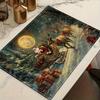 4pcs Linen Placemats, Christmas Eve Flight Placemats 12x18 Inches, Suitable for Home Kitchen Dining Table Decoration, Holiday Party Scene Decor, Home