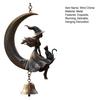 Witch Black Cat Moon Wind Chime Halloween Hanging Metal Wind Bell Ornament with Moon And Cat for Outside Patio Lawn Yard Pathway Garden Porch Decor