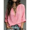 Women S Casual V Neck Long Sleeve Solid Color Shirt