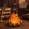 Desktop Night Light for Bedroom Halloween Witch Tabletop Lamp, Gothic with Broom & Lantern, Retro Style Desk Lamp USB Powered Spooky Ambient