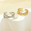 New Geometric Crossover Open Ring: Women's Elegant Micro-Paved Diamond Ring