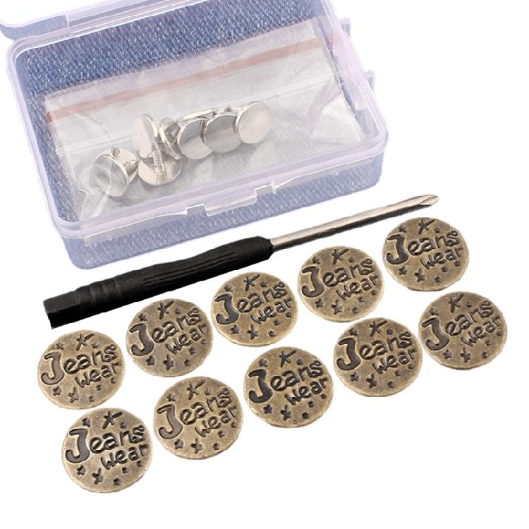 

10 Pcs 17mm Jeans Buttons Replacement Buttons Easy to Use Trousers Buttons for Instantly Waist Size Adjustment