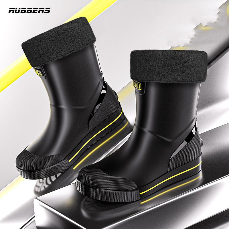 

Модные резиновые сапоги без застежек, мужские резиновые сапоги, водонепроницаемые ботинки на платформе, уличные нескользящие резиновые сапоги, мужские кухонные рабочие галоши 44