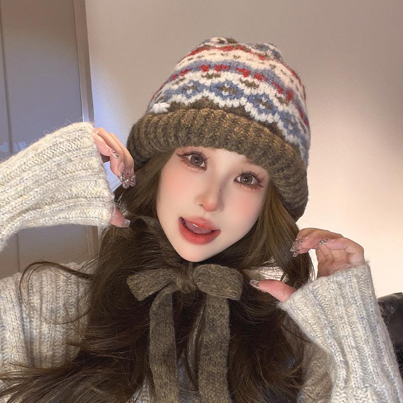Balaclafa Hat for Women's Winter Warmth Lei Feng Hat Ear Protection Knitted Bag Pullover Hat