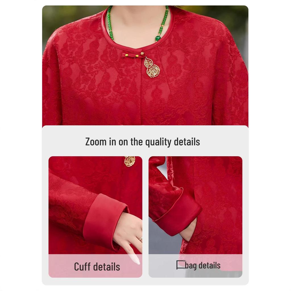 2026 Zodiac Year Stylish Spring Jacket for Middle-Aged and Older Women - New Chinese Style Mother of the Bride Top