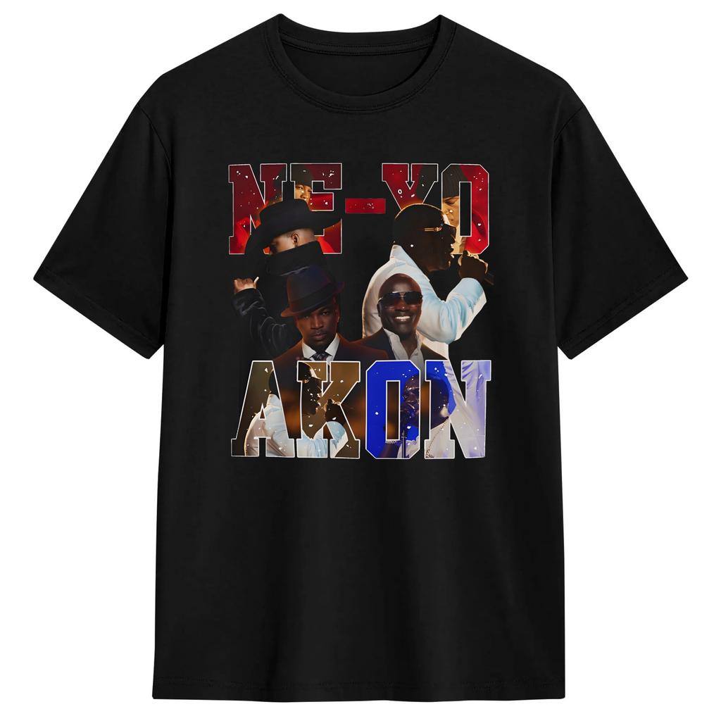 Casual T Shirt Summer Ne-Yo Akon Nights Like This Tour Hippie T-Shirts Cotton Tee Shirt for M