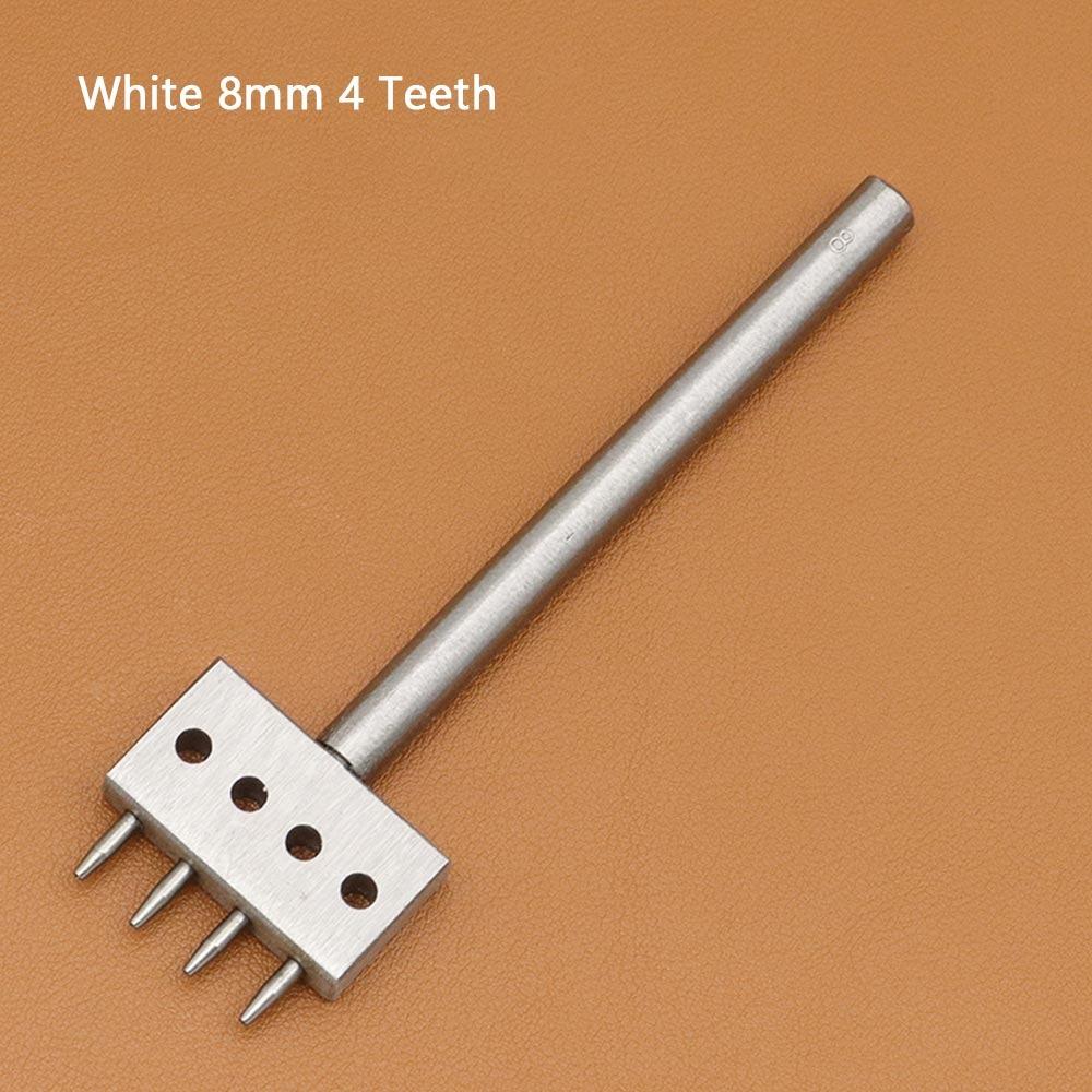 1Pcs New 2/4/6Teeth Leather Punching Tool Manual 4/5/6/8mm Hole Punch Tool Hole Spacing Drilling Steel Round Punch Die Set