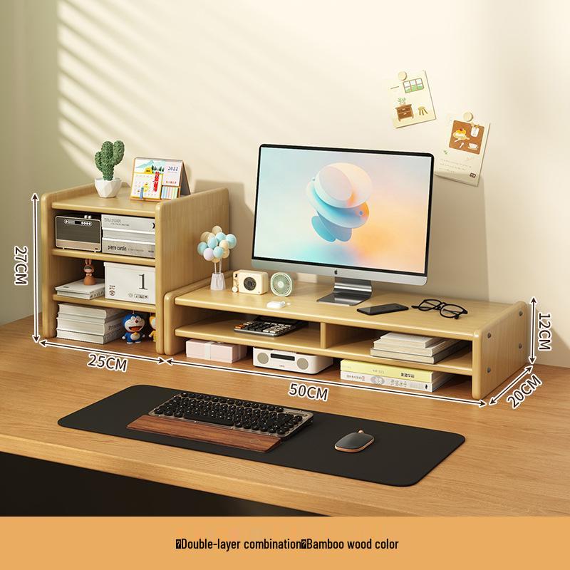 Monitor Riser Desktop Stand with Storage Shelves