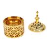 Arabic Incense Holder Pot Vintage Decorative Candle Stand for Home Tabletop Decoration Zinc Alloy Gold Style 1