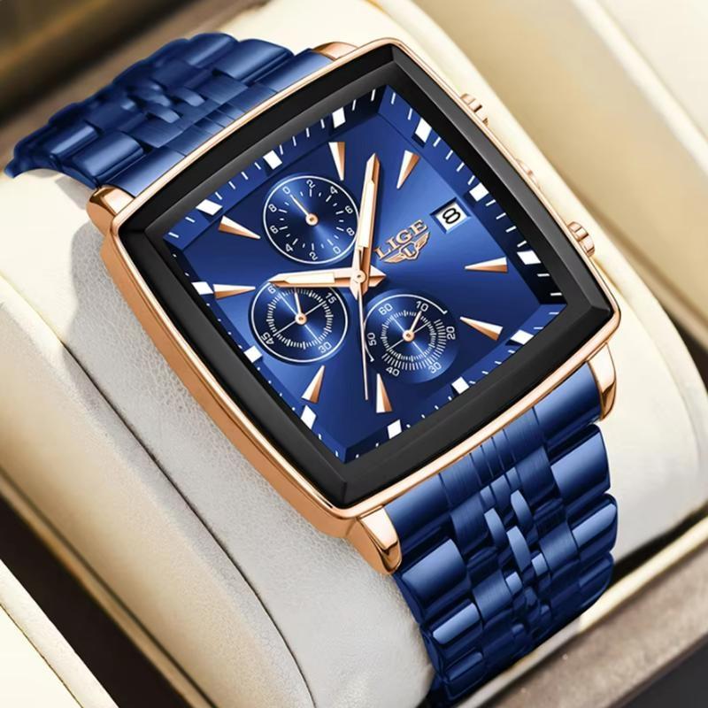 Top-Marke Luxus Herrenuhren Mode Militärisch Quadratisch Chronograph Quarz Armbanduhren Herren Sport Wasserdichte Uhr
