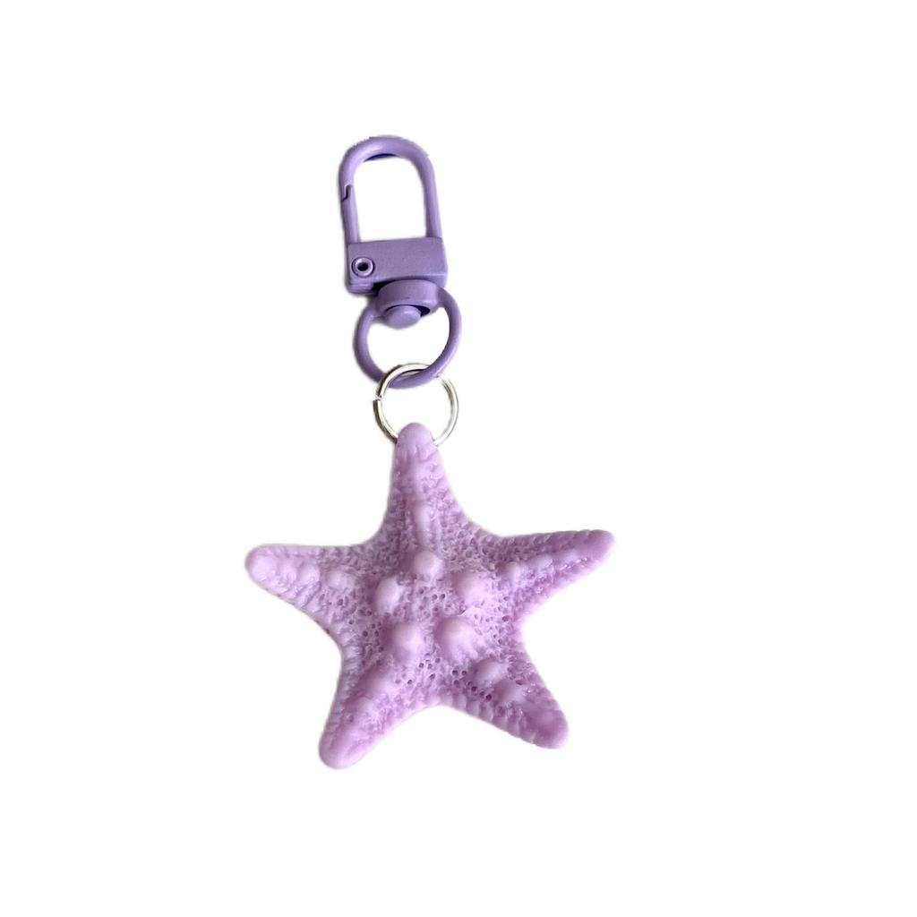 Colorful Starfish Keyring Sea Star Shaped Keychain Handmade Pentagrams Pendant Key Chain Handmade Bag Accessories