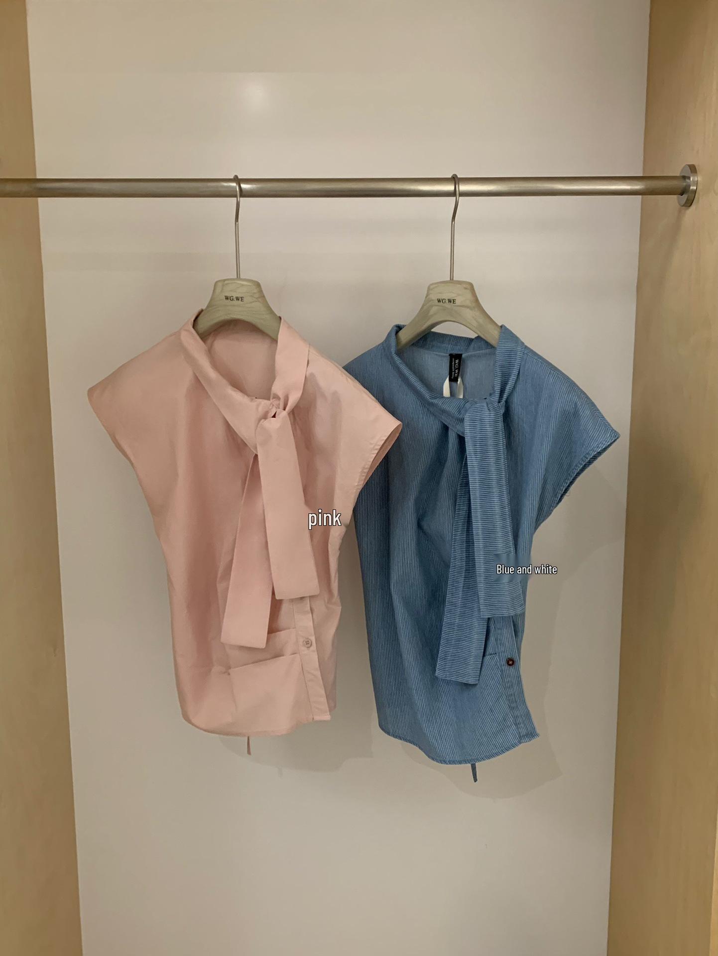 

Guangzhou Thirteen Hong Women s Butterfly Knot Short Sleeve Slim Fit Shirt - Spring/Summer Versatile Top Small розовый