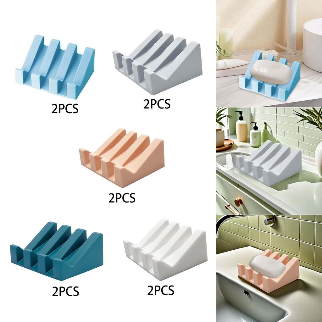 2 Pieces Bathroom Soap Dish Box, Drainage Tray, Box Case Stand Holder,