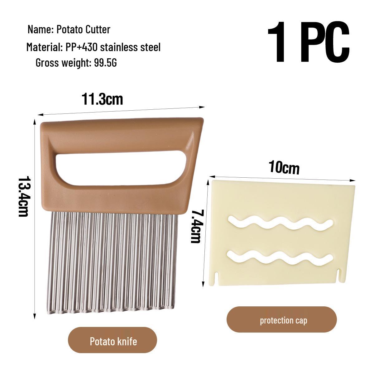 Wave Slicer Stainless Steel Potato Cutter: Multifunctional Vegetable and Potato Shredder коричневый