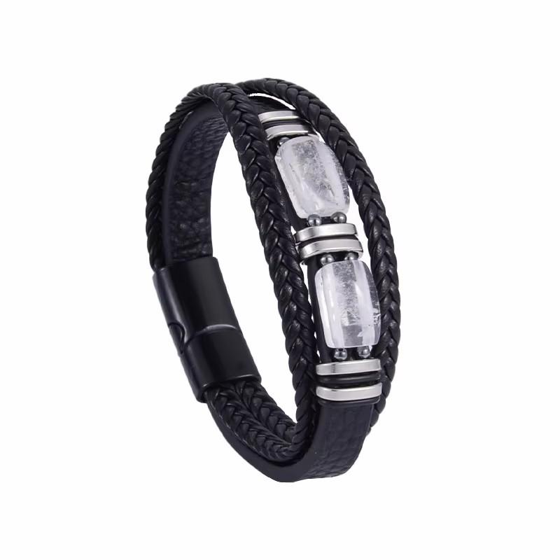 Europäisch Amerikanisch Heißer Verkauf Trendiges Geschenk Tigerauge Naturstein Unisex Mehrschichtig Lederseil Wickelarmband Zinklegierung