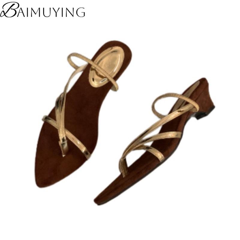 Fashion Pointed Toe Flip Flops Women Slippers Heeled Sandals Casual Clip Toe Shoes Woman 2025 Fashion New Dress Sexy Pumps Summer Slides