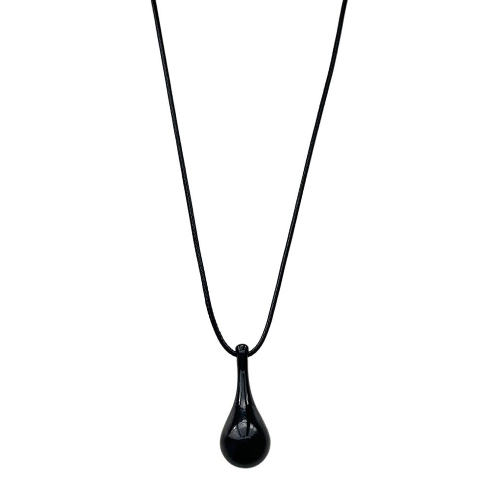 Minimalist Leather Rope Water Drop Long Necklace Fashion Versatile Women Sweater Jewelry