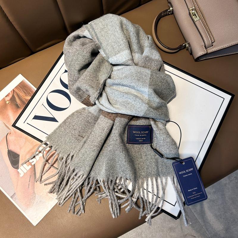 Autumn and Winter New Blended Scarf Women's British Versatile Plaid Scarf Couple Warm Thickened Fringed Shawl