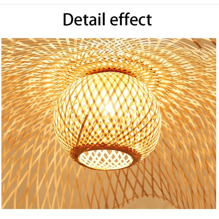Floating Double Lotus Leaves Hand-woven Bamboo Ceiling Fixture Ancient Natural Rattan Pendant Lighting Ceiling Hang Light