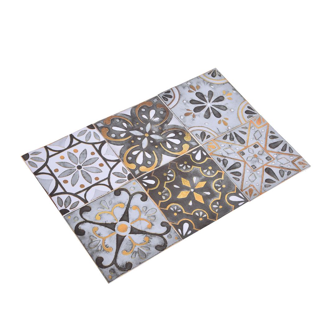 2Pack Floor Tile Stickers Self Adhesive Ceramic Tile Decor Waterproof Vintage Retro Style for