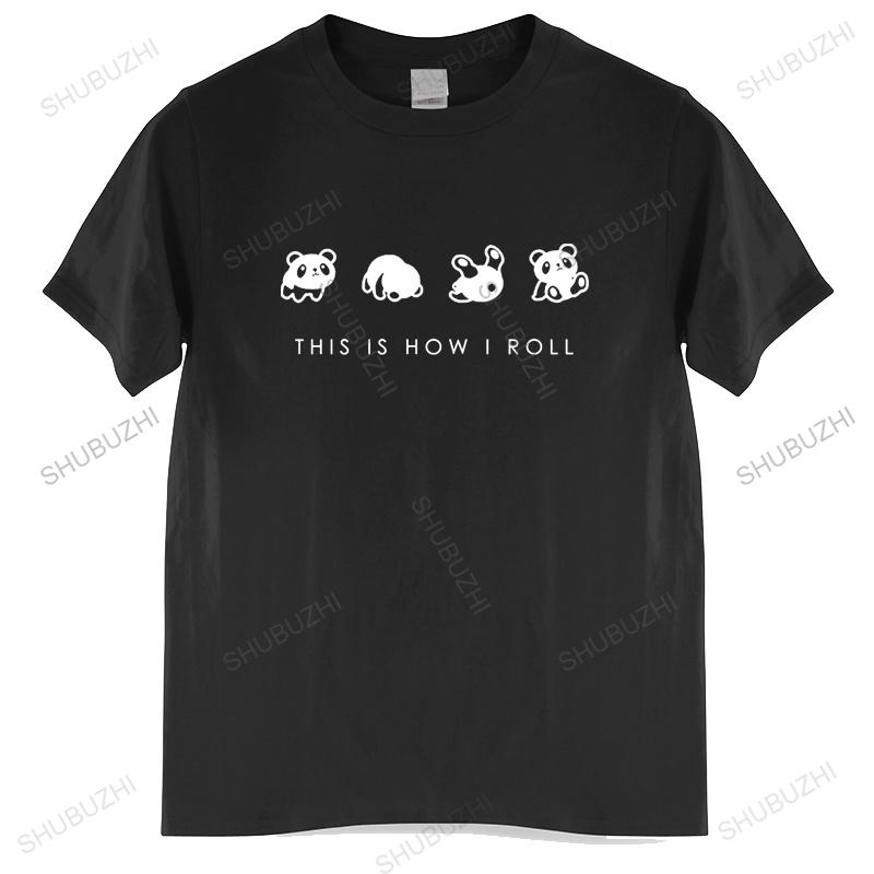 Cute Panda This Is How I Roll Pattern Short Sleeve Unisex Fashion Loose T-shirt Man Korea Harajuku Tshirt Female Basic T Shirt