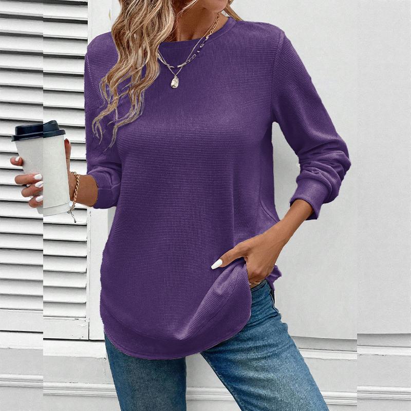 Felpa Oversize da Donna Autunno Inverno 2025 Colore Unico Girocollo Manica Lunga Chic Casual