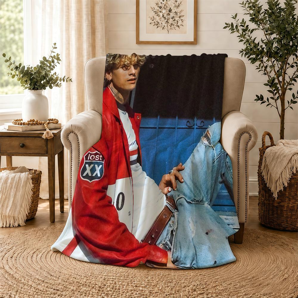 Rapper M-MGK Blanket For Soft Warm Knee For Bedroom Living Room Bed Sofa Camping Picnic Office Gift