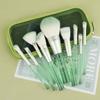 9Pcs Transparent makeup brushes set, blush brush, grooming brush, eyeshadow brush, loose powder brush, beauty tool with mesh bag