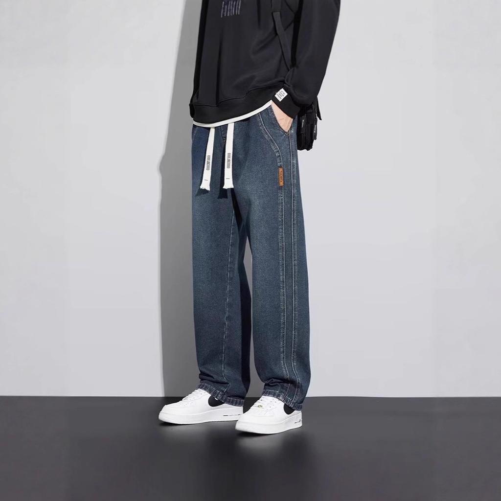 Jeans Men's Autumn Trendy Brand American High Street Loose Straight Casual Pants Winter Teen Wide Leg Pants