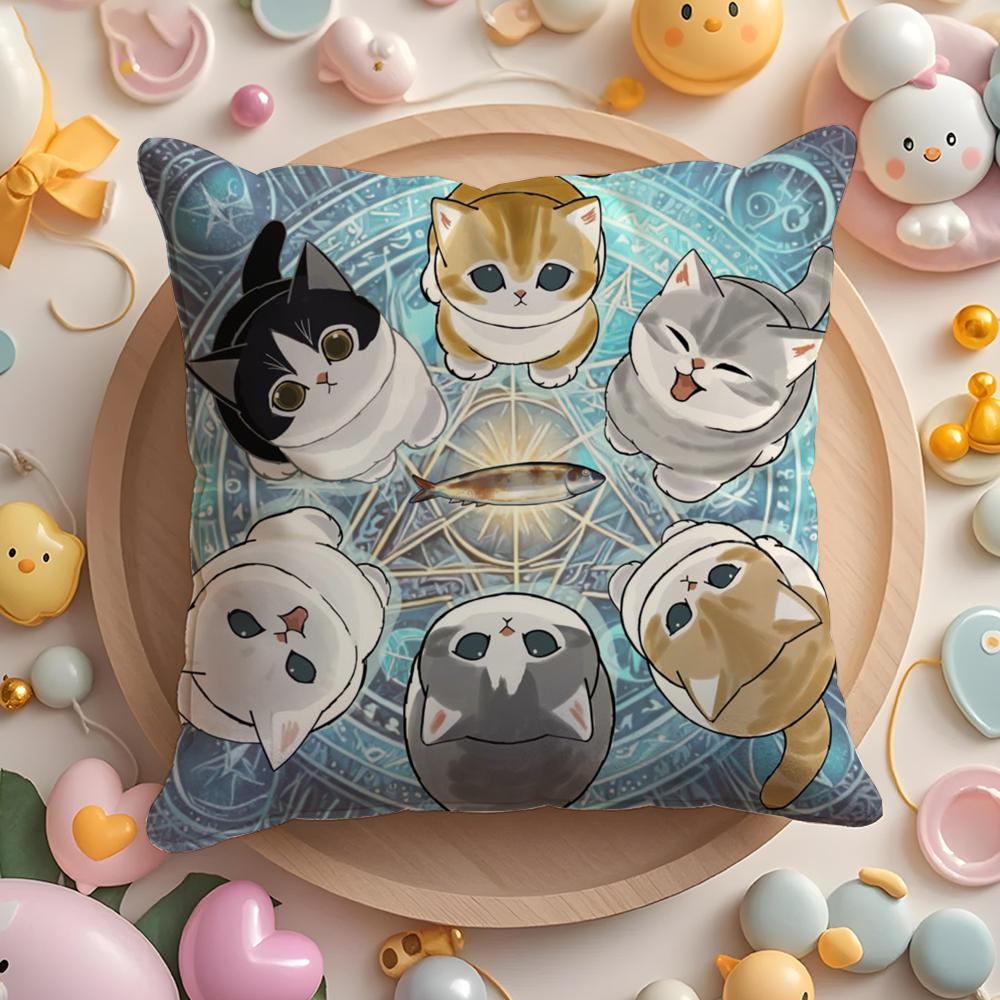 Luxury Cute Mofusand Cat Pillow Case Soft Plush Fabric Double-Sided Printed Cushion Cover Warm Winter Sofa Pillow Case