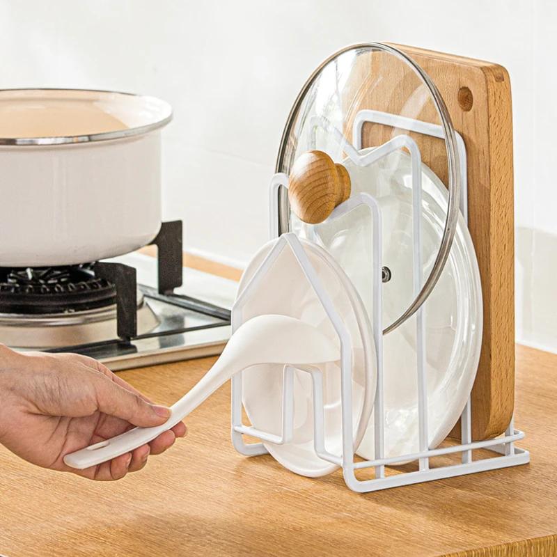 1PC Expandable Stainless Steel Kitchen Cabinet Organizer for Pots Pans Lid Storage Rack Cutting Board Drying Shelf Cookware