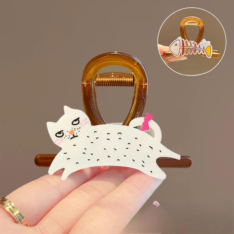 

Cartoon Claw Cat Hair Accessory Sweet and Versatile AB Side Hair ClipShark Clip At The Back of The Head White cat