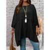 New Large Size Spring/Summer Loose Batman T-shirt Top Round Neck Fashion Casual Blouse Solid Color Irregular Elegant Shirts Loose Simple Long Tops
