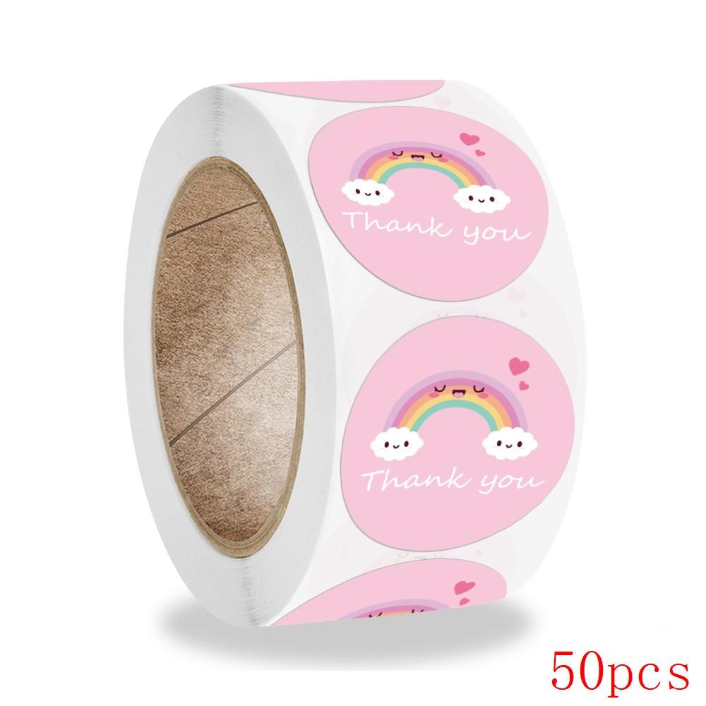 50-500Pcs 1inch Cartoon Thank You Stickers Cute Sun Rainbow Clouds Sticker For Handmade Gift Decor Labels Kids Reward Stickers