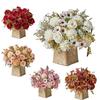 Artificial Rose Flower Bouquet Realistic Mixed Faux Rose Dahlia Chrysanthemum Ball Flower for Wedding Bridal Bouquets Table Centerpieces Baby Shower