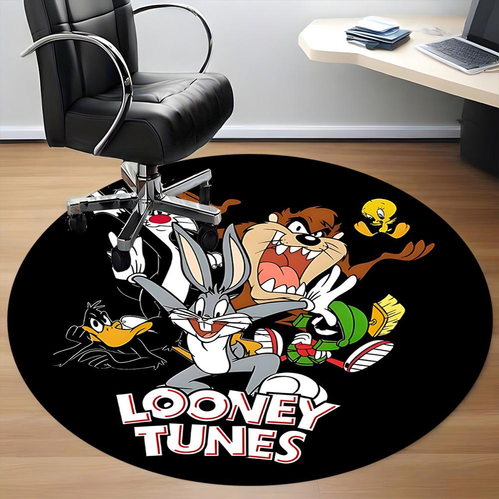 1pc Looney Tunes Characters Office Round Area Rug, Bedroom Living Room Home Decor, Room Deco, Offic A1016116