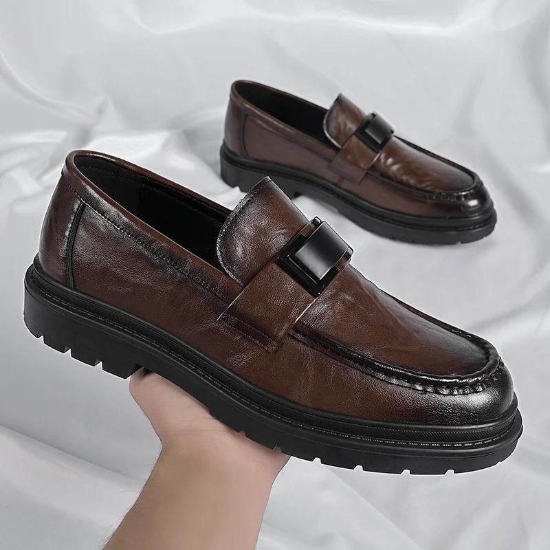 Fashion Luxury Mens Loafers Fashion Platform Outdoor Work Dress Shoes Italian Designer Slip On Casual Shoes Driving Boat Shoe Mocassins