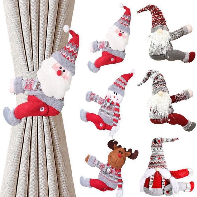 10 Santa Claus Elk Cartoon Dolls Curtain Buckles Curtain Ties Curtain Decoration Accessories Merry Christmas Home Decoration