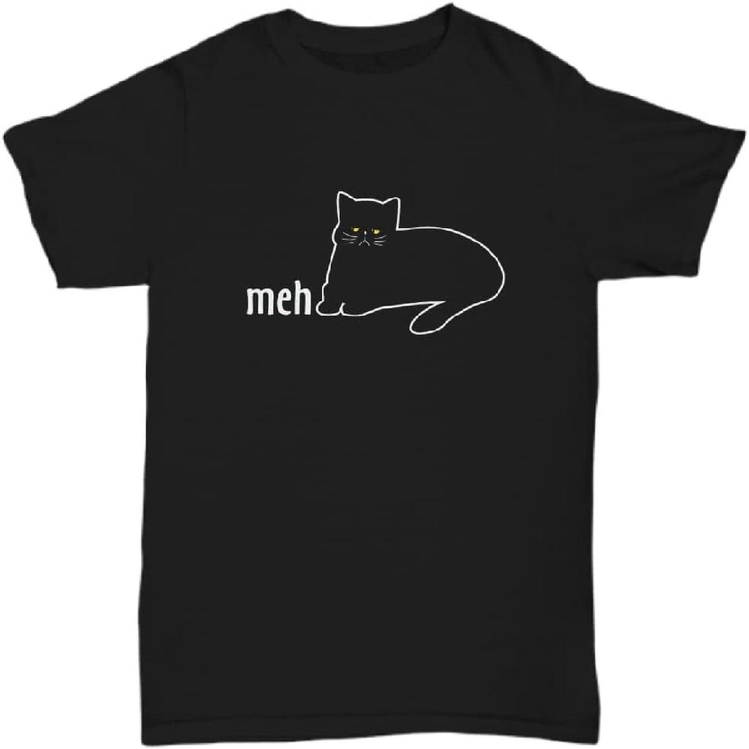

Funny Meh Cat Gift for Cat Lovers t Shirt, Meh Cat Shirt, Cat Related Gifts for Men, Cat Gift for Girls Age 8 12 Unisex Tee, Black, X-Large XXXXXL чорний