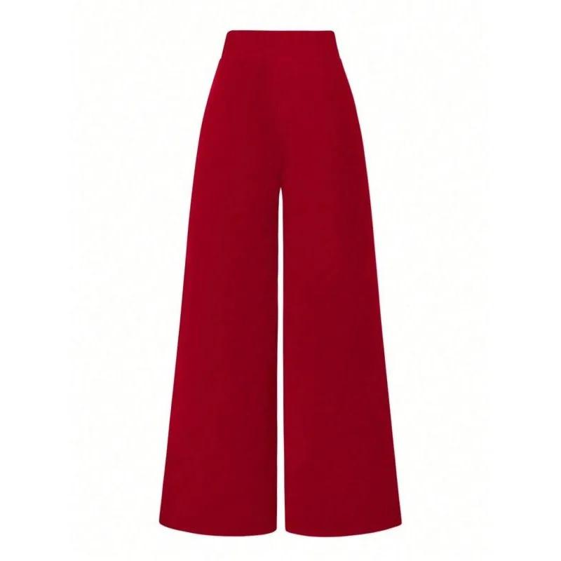 Plus Size Women's High-Waisted Wide-Leg Pocketed Trousers