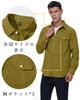 [KEFITEVD] Men's Stand Collar Shirt Jacket, Chest Pocket Oversized Long Sleeve Shirt, Durable Autumn Overshirt, Brown XL