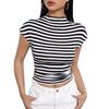 Summer Women's Striped Sleeveless Slim Fit Sexy Crop Top, Fashion Streetwear Going Out Top for Women, European American Style
